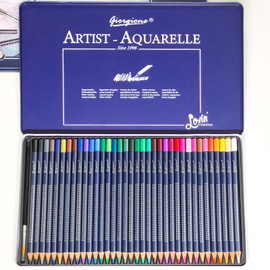 rokrist 36 Watercolour Pencils Set with Brush in Portable Metal Box, Watercolour Colouring Pencils Set for Mixing, Layering & Watercolour Painting, Drawing Set Professional for Artists, Adults and