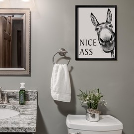 Heiple Framed Bathroom Art Bathroom Wall Decor Farmhouse Home Bathroom Decor Sets Vintage Funny Wall Art Bathroom Signs (11"x14" Black Framed, Donkey)