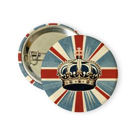 stika.co Crown and UK Flag Pin Badge King Charles III Coronation His Majesty King Charles III 2023 Union Jack 38mm Chest Pin, Metal