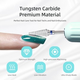 HYTOOS Cone Nail Drill Bits, 15mm Taper Carbide Bit, Right-Way Short Shank Drill Bits for Nails, Manicure Soft Gel Polish Salon Cuticle Clean Removal Tools, M