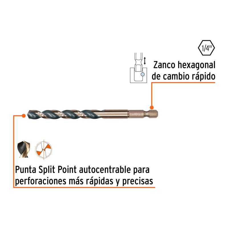 Truper Expert JBAV-13R, Juego de 13 brocas HSS para metal