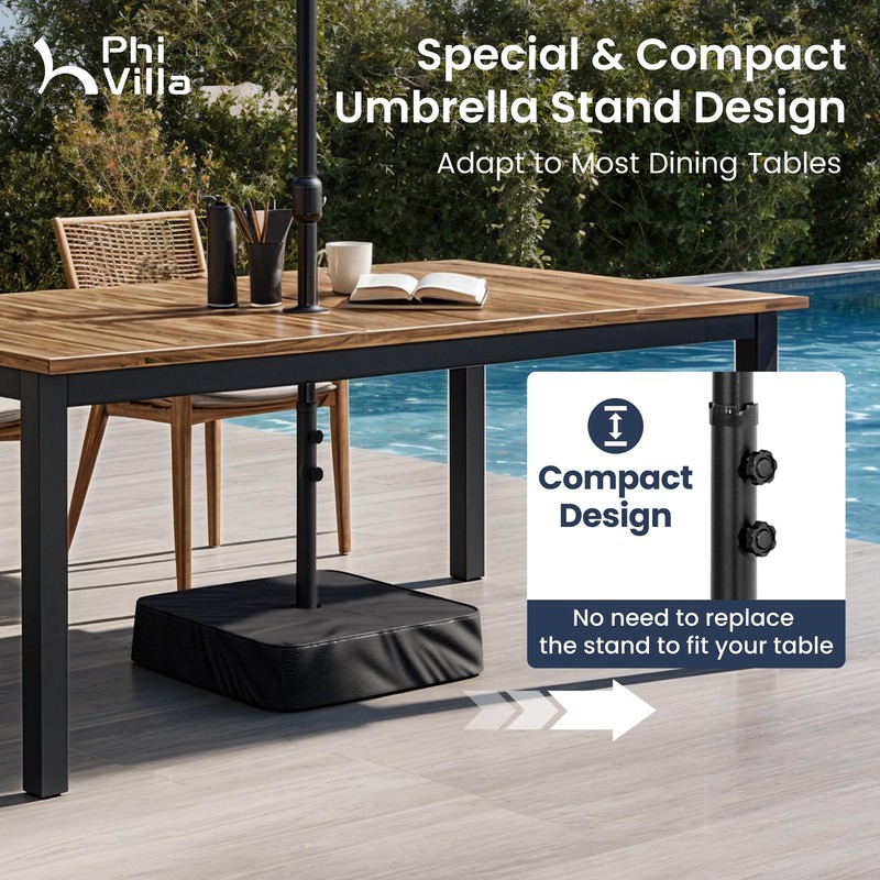 PHI VILLA 15ft Large Patio Umbrellas with Base, Outdoor Double-Sided