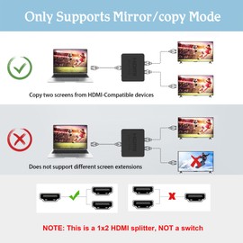 IGGDOQI HDMI Splitter 1 in 2 Out, 4K 1x2 HDMI Splitter 1 to 2 for 3D 1080P, Dual HDMI Splitter Hub to Dual Monitors Multi-Scree Displays Audio Synchronization, for Laptop Desktop PC Graphics Card TV