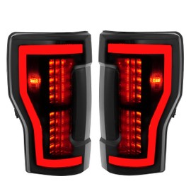 HECASA Pair LED Tail Lights Compatible with 2017-2019 Ford F250 F350 F450 Super Duty Replacement for FO2801262 FO2800262 Tail Lamp Rear Light Lamp LED Tube Bar Smoke Lens Black Housing - LH&RH