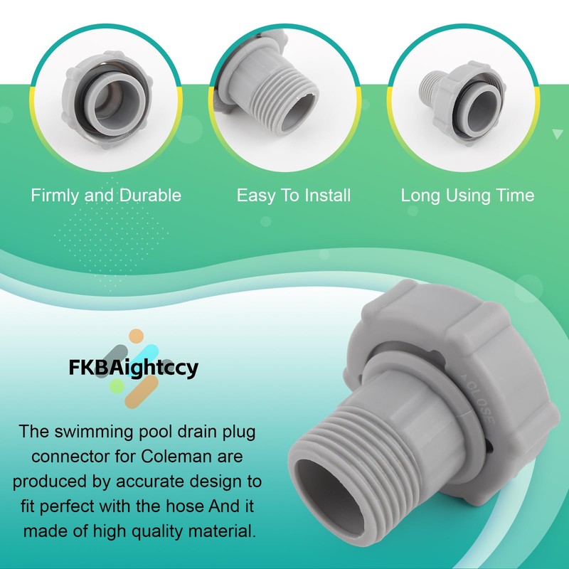 2 PCS Swimming Pool Drain Fitting Connects Replacement for Coleman