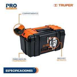 Caja Para Herramienta 17'' Con Compartimentos Truper 102434 Color Negro