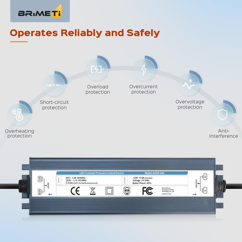 BRIMETI Trasformatore LED 220V 24V 60W Esterno Impermeabile IP67 Adattatore