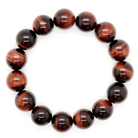 Shikui b462 Red Tiger Eye Bracelet, 0.6 inch (14 mm), Natural Stone, Power Stone, Men's, Money Luck, Work, Gambling Luck, tiger's eye