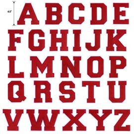 VGROSIA Chenille Letter Patches, 4.5inch Large Chenille Iron On Patch Alphabet Patches for Varsity/Jacket/Hoodie/Hats (Red,H)