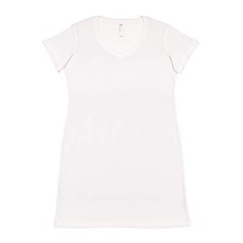 LAT Ladies' 100% Cotton Jersey Short Sleeve V-Neck Swim Cover-up Dress (White, Large/Xtra Large)