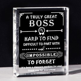 Movdyka Engraved Crystal Boss Going Away Gift for Women Men, Great Appreciation Gifts for Best Boss Lady Desk Decoration Paperweight Present for Boss Day Leaving Retirement Birthday Christmas