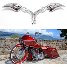 DREAMIZER Chrome Motorcycle Universal Teardrop Rear View Mirrors Compatible for Harley Street Bike Scooter Chopper Cruiser Sportster Dyna Softail Dirt Bike