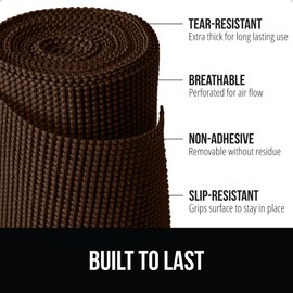 Gorilla Grip powerGRIP Drawer Shelf and Cabinet Liner, Thick Strong Hold, Non-Adhesive Liners Protect Kitchen Cabinets and Cupboard, Bathroom Drawers, Easy Install, Breathable Mat, 20" x10', Chocolate
