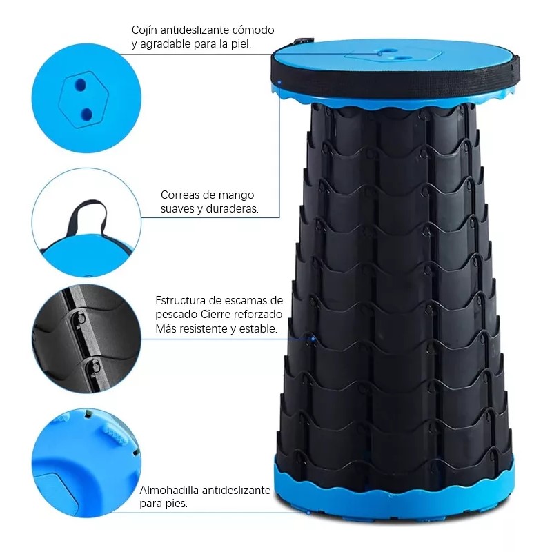 Banco Retráctil Silla Camping Plegable Antideslizante25x45cm