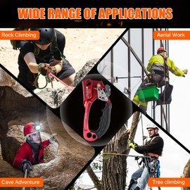 AOKWIT UIAA & CE Certified Rope Ascender Aluminum Alloy Rock Climbing Gear Strong Rigging Rappelling Equipment for Rock Tree Climbing Arborist Rescue Mountaineering Caving (Right Hand Red 2)