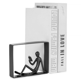 Sziqiqi Book Ends for Shelves Decorative: Cast Iron Bookends for Books Cute Statue Book Ends on Bookshelf Human Sculpture Decoration - Geometric Bookend Unique Gift for Shelves Room Office Decorative
