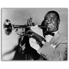 Jazz Trumpet Player Louis Armstrong Photo Wall Art, Vintage, Black and White Photography, Jazz Trumpet Player, Musician, Black History - 11x14 - Decor for Home, Bedroom, Dorm, Gift - Unframed