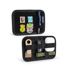 TACTICAL GEEK TCM2 Mini EDC Organizer Board, Anti-Slip Elastic Woven Board, Bag Insert Panel for Small Items, Everyday Essentials Gadget Backpack Accessories, Black
