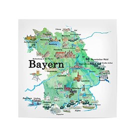 artboxONE Poster 20 x 20 cm Cities Bavaria Illustrated Map Picture Bavaria Travel Guide