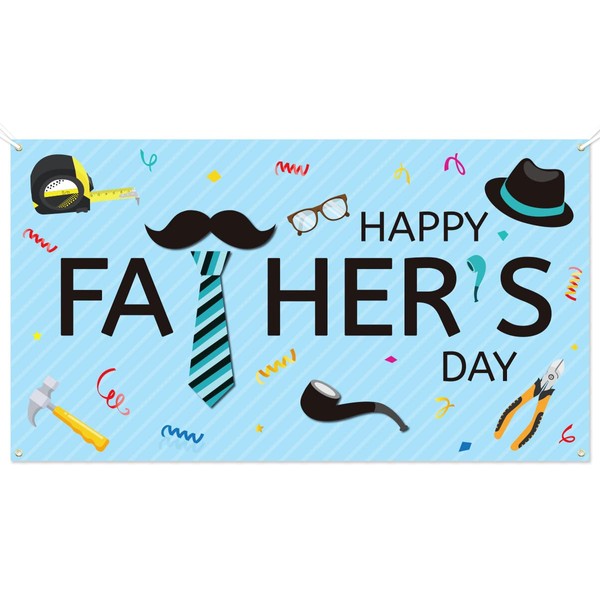 Happy Fathers Day Banner Backdrop Fathers Day Decorations Supplies Large Size 70 x 39 inch
