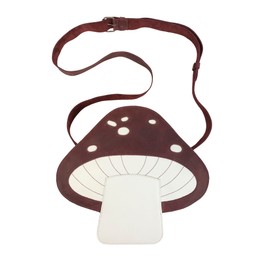 Tudi Frudi, Mushroom-Shaped Shoulder Bag with Adjustable Strap, Crossbody Bag, Travel Bag, Messenger Bag, Full Grain Leather, Handmade, Sangria