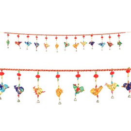 Decorative Toran Wall Door Hanging Artificial Bird with pom pom Bandanwar for Main Door Entrance Window Temple Living Room New Year Home decor Christmas Decorations Indoor(Size-40"X5")(Multicolor)