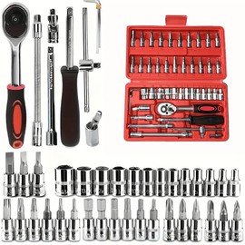 46pcs Professional Auto Master Tool Set with Combination Tool Set for Bicycle Repair Tools for Home, Office, And Professional Use - Color: Black - 46 pieces, Size: Upgrade