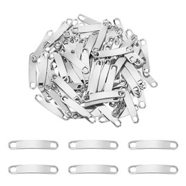 UNICRAFTALE 100Pcs Stamping Blank Tag 34mm Stainless Steel Link Connector Metal Blank Charm Curved Link Charm Engravable Blank Tag 2 Hole Charm Pendants for Shoes Decoration Bracelet Necklace