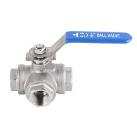 Three-Way Ball Valve Stainless Steel 304 Ball Valve with T-Connector for Pipes DN15 Female Thread