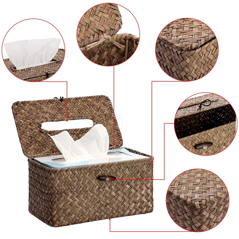 Sumnacon Tissue Box Cover Large Rectangle Tissue Box Seagrass Tissue