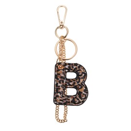 Winssigma Leopard Letter Keychain for Women, PU leather Initial Letter Keyring Keychain Accessories Purse Handbags Charm(Letter B)
