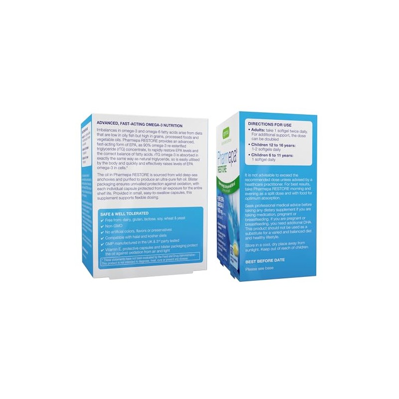 Pharmepa RESTORE Pure EPA Omega-3 Fish Oil, 1000mg EPA per