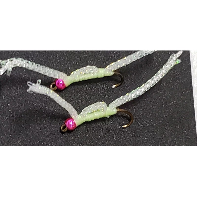 fly-- flies FLY-FLIES-ICE JIGS (* PINK BEAD HEAD GLOW WORWS