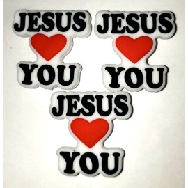 Silicone rubber Focal Beads DIY Beadable Pens Keychains JESUS LOVES YOU 3pc set