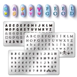 PH PandaHall 3pcs Letter Number Nail Stamping Plates, 3 Styles Alphabet Nail Stamper Typeface Nail Art Stencils Print Nail Stencils Stainless Steel Nail Image Plate for Nail Art Design Manicure Salon