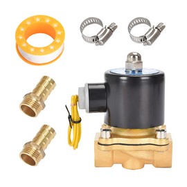 CGELE Brass Electric Solenoid Valve 12V 1/2"（inch） Pneumatic Air Valve Normally Colsed for Water Air Gas Fuel Oil