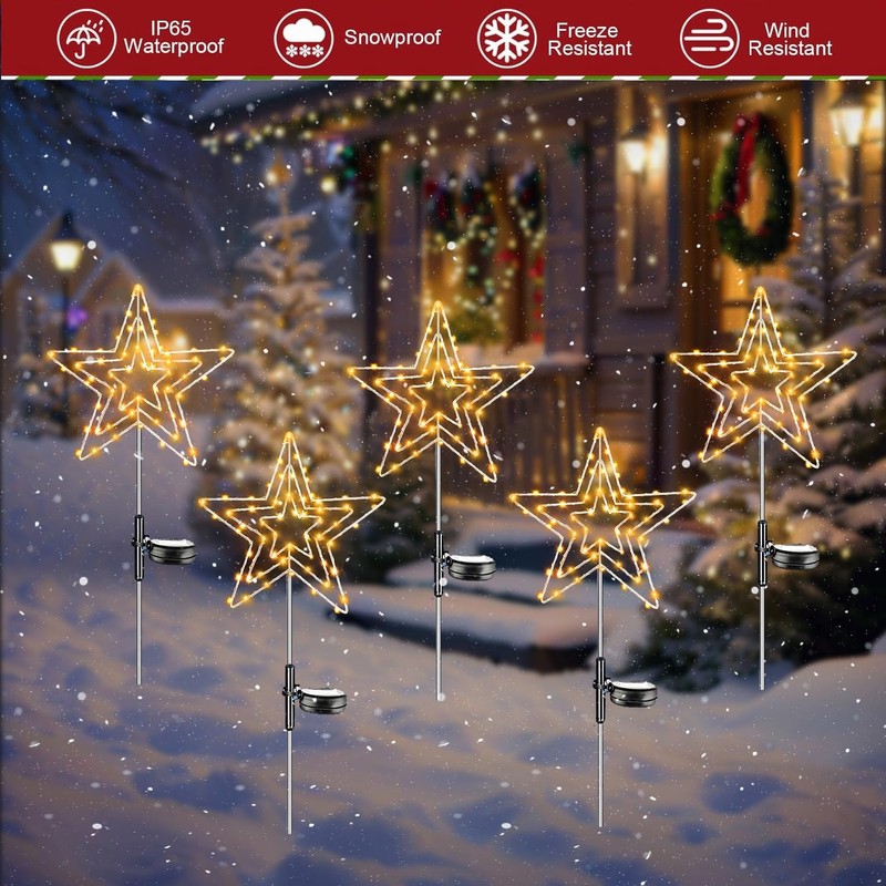 Joysing Solar Christmas Lighting Outdoor Star 2 Pieces 75 LED