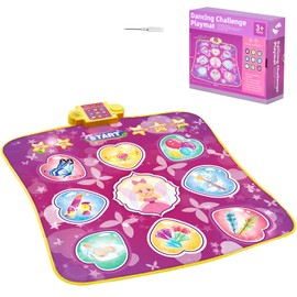 Happybuy Dance Mat, 9-Button Rhythm Step Play Mat, Electronic Pad with 3 Game Modes, Adjustable Volume, Built-in Music, 8 Challenge Levels, Birthday Toys Gifts for 3+ Year Old Girls