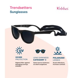 Kiddus Baby Sunglasses 0-6 Months Girls & Boys 100% UV Protection Flexible Frame Travel Accessories, black
