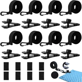 Gewaha 24Pcs Pool Solar Cover Reel Attachment Kit, Pool Solar Cover Reel Straps, Solar Blanket Straps Kit, Strong Grip Universal for In-ground Swimming Pool