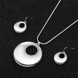 Madison Tyler Jewelry Set for Women|Silver Round Pendant Necklace for Women|Dangle Earrings for Women Hypoallergenic|Silver Necklace and Earring Set for Women|Fashion Jewelry for Women