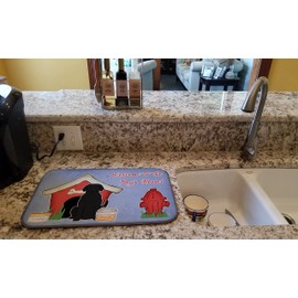 Caroline's Treasures BB2811DDM Dog House Collection Black Labrador Dish Drying Mat Absorbent Dish Drying Mat Pad for Kitchen Counter Dish Drainer Mat for Countertop, 14 x 21", Multicolor