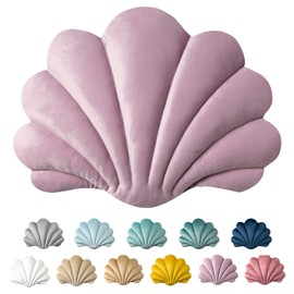 Ashler 3D Throw Pillows Shell Shaped Accent Throw Pillow, Soft Velvet Insert Included Cushion for Couch Bed Living Room, Pack of 1, Pink Purple, 18 X 13 inches