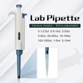 Huwazine Micropipeta 5-50ul, pipeteta ajustable para laboratorio, pipeta de laboratorio de un solo canal, semiautoclave