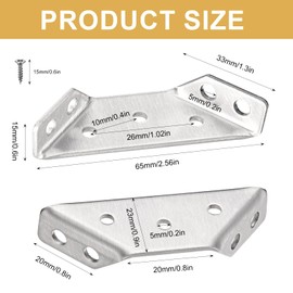Skibetfo 20pcs Universal Stainless Steel Furniture Corner Connector Brackets with 70 Screws Metal Angle Brackets Trapeziform Angle Fastener Corner Brace for Wood Pergola Table Shelf Cabinet Chair