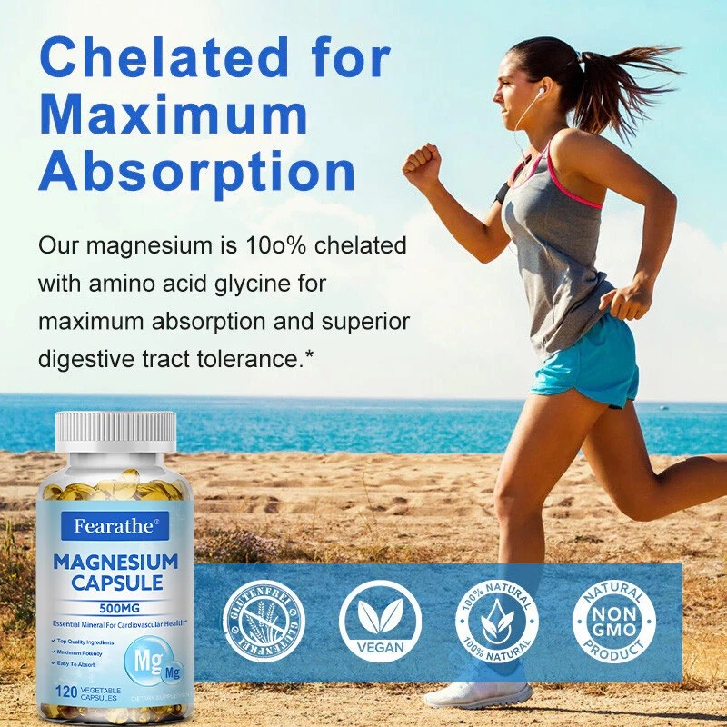 Fearathe Magnesium Capsuels | 500mg | 120 Capsules - US