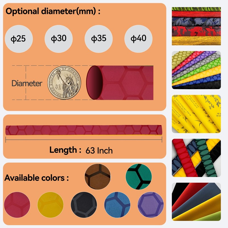 SoftShrink Hex Pattern Heat Shrink Wrap for Fishing Rod Grip,