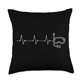 Snorkeling Heartbeat EKG - Scuba Dive Mask Diving for Diver Throw Pillow