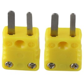 AllGIFT 2Pcs Adapter Plugs for Thermocouple,Yellow K Type Thermocouple Connector Adapter Plugs,Yellow High Temperature Plastic Mini Male Plug for Thermocouple Sensor Probe Yellow