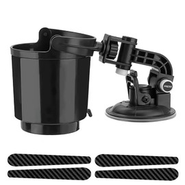 Car Cup Holder, Adjustable Drink Cup Holder with Car Door Handle Protector Sticker, Universal Anti-Spill Drink Fold Suction Cup Holder for Boat, Office, Desk, Surfboard (Black)